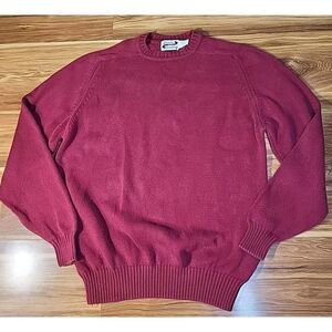 Vintage Penns Landing Knit Grandpa Sweater Red Size XL 100% Cotton Crew Neck